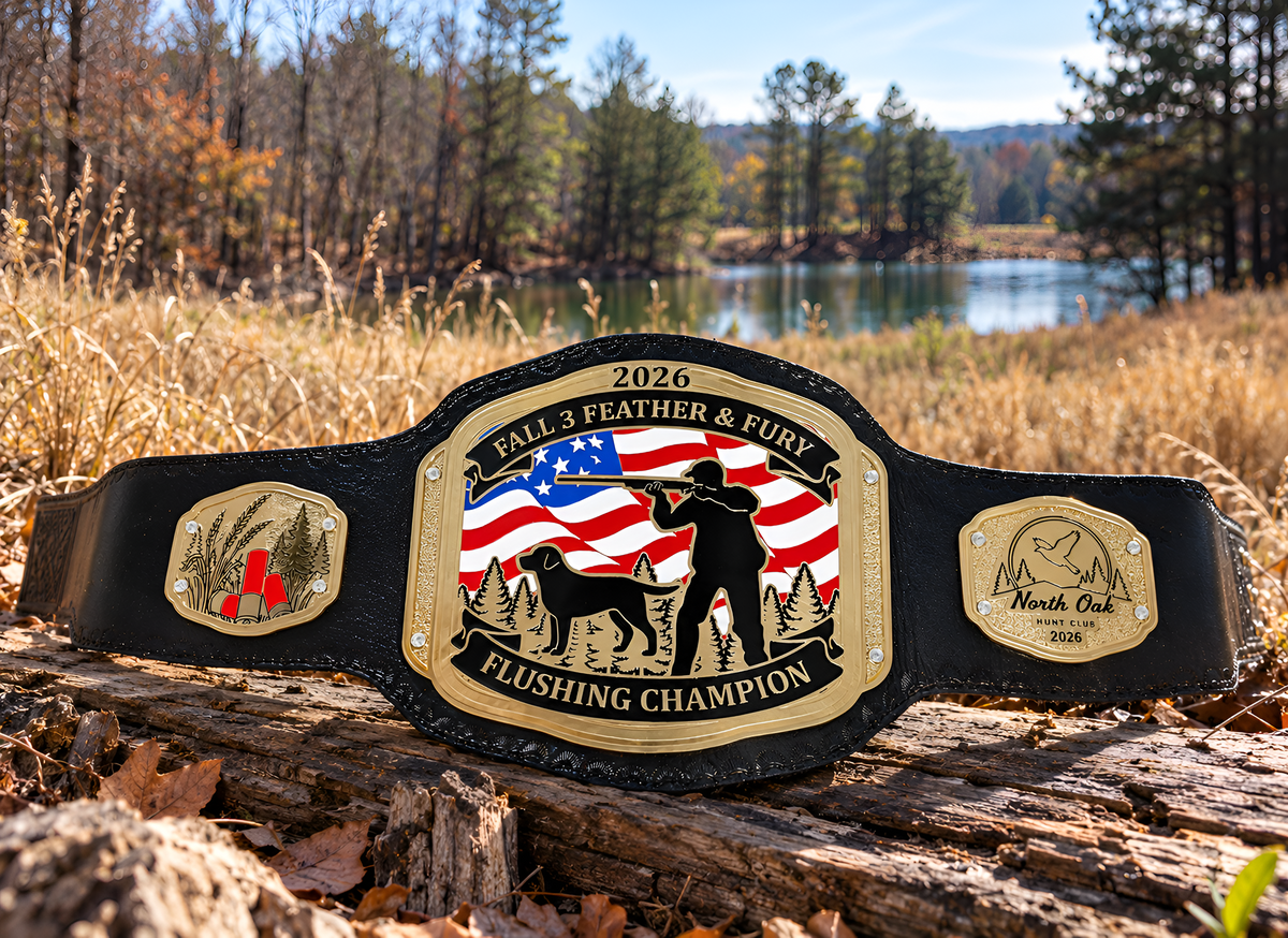 Flushing championship hunting dog award trophy title belt