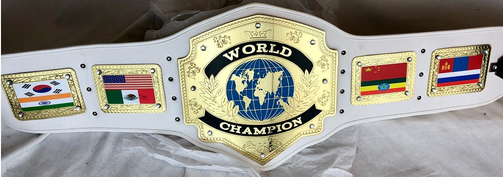 A custom wrestling championship belt