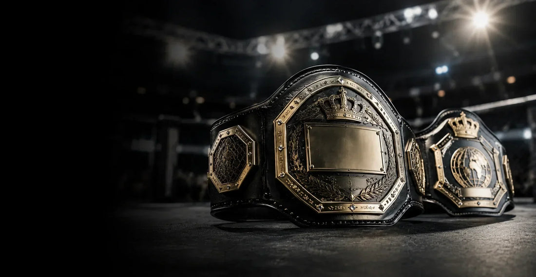 Championship belt and custom title belt in a professional sports setting