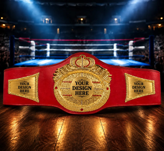 Victory Red Custom Gold Championship Award Trophy Belt