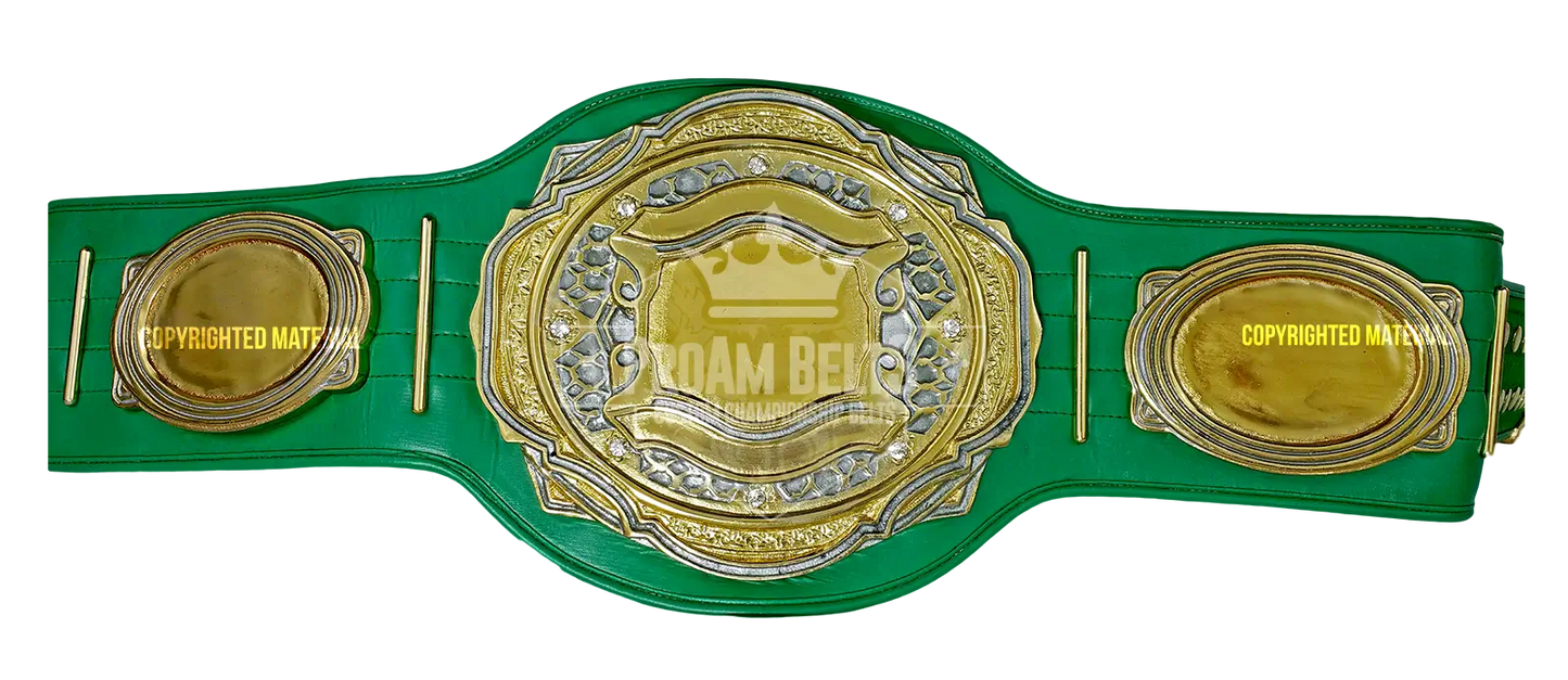 Atlas DC Green Strap Championship Belt front view