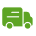 Green icon of a truck on a white background