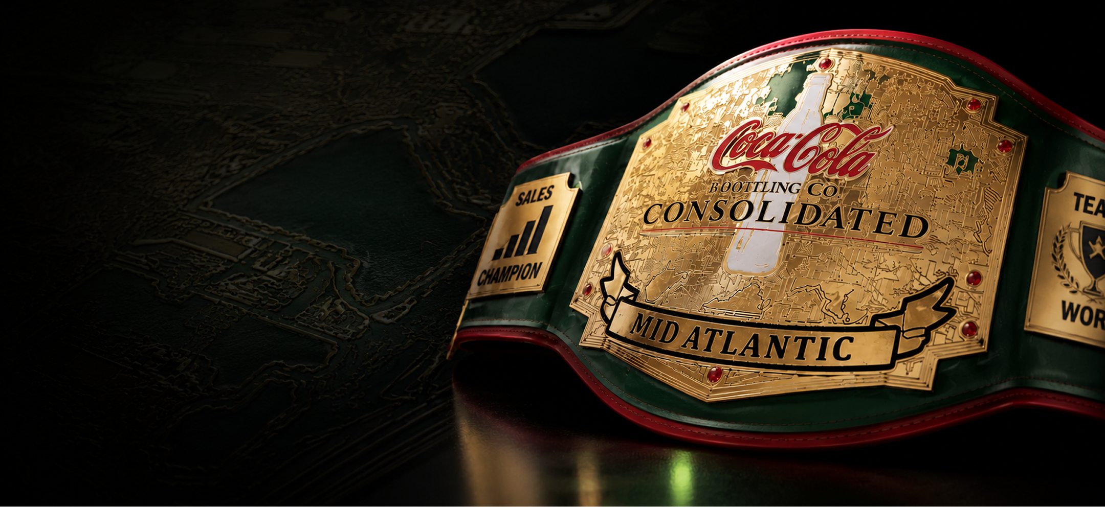 Wrestling championship belt with Coca-Cola branding