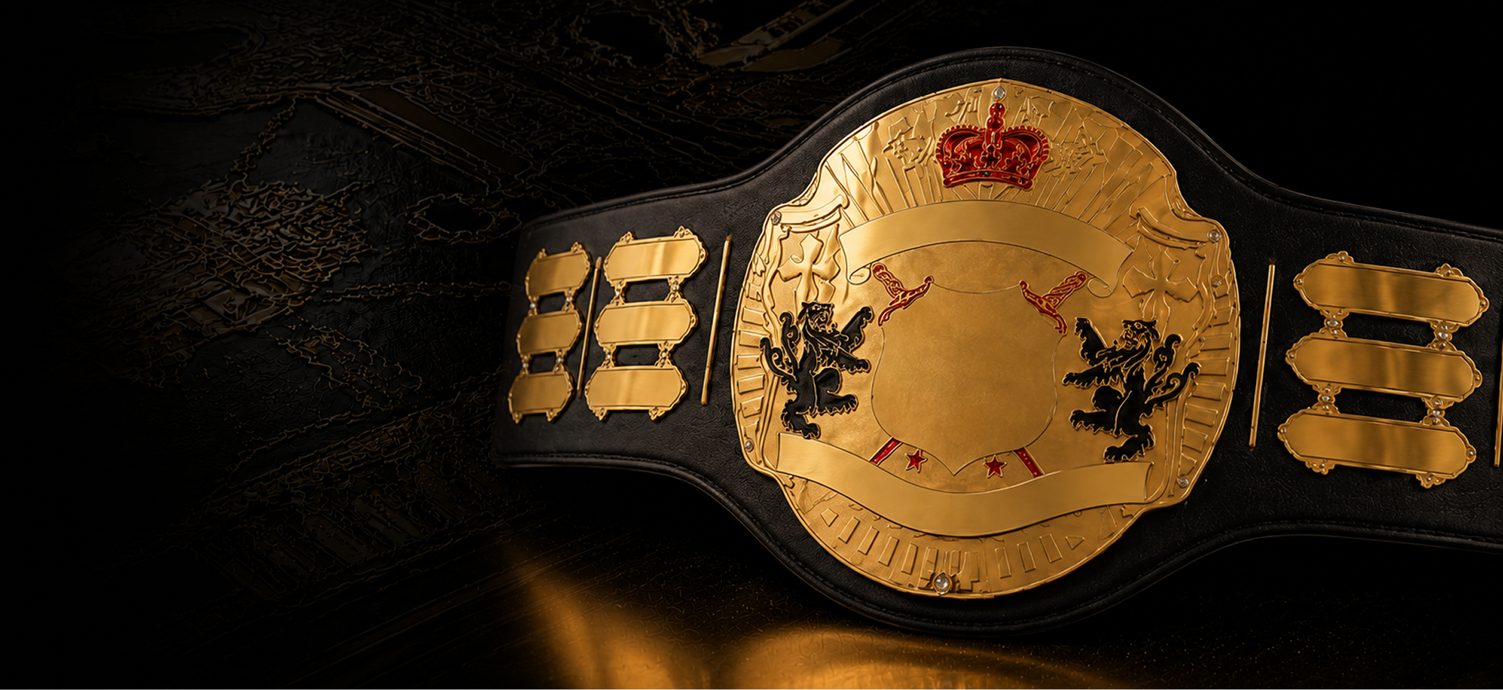 Wrestling championship belt with gold 