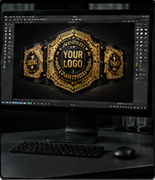 Gold championship belt artwork