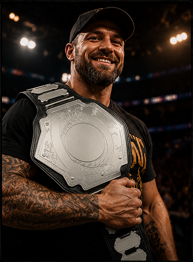Man holding championship belt