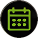 Black circle with a green calendar