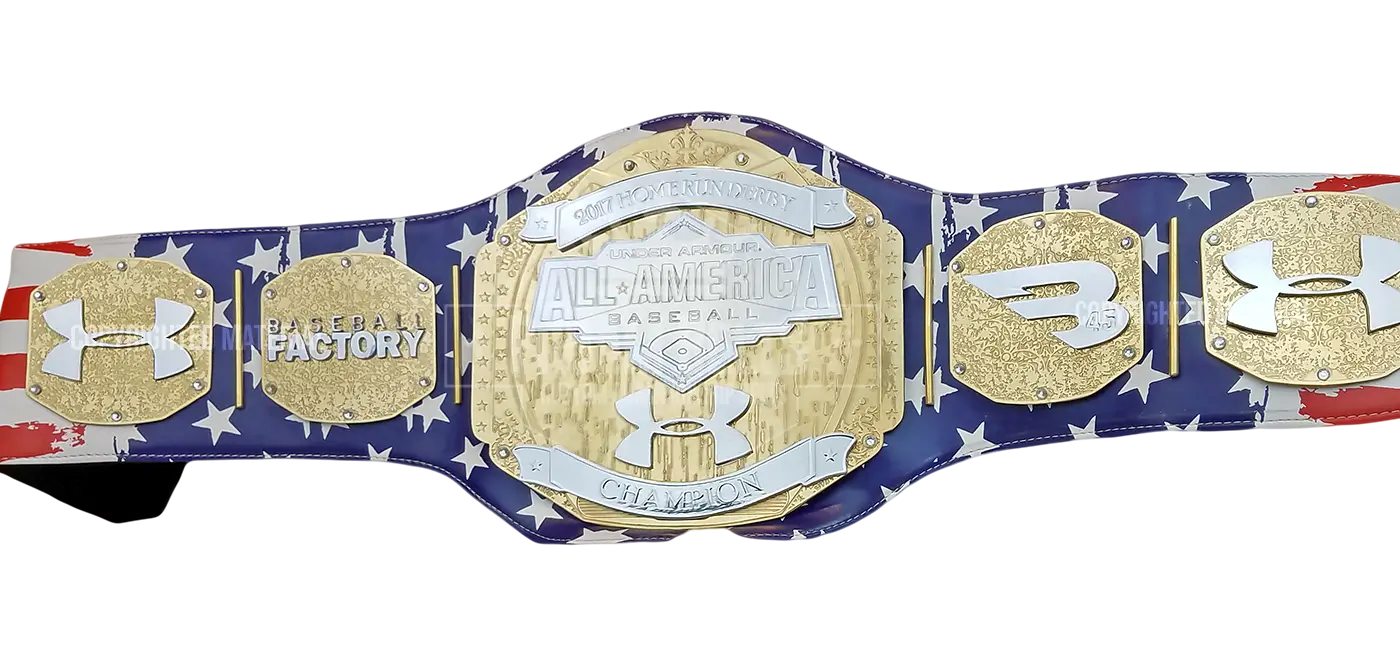 Under Armour All American Baseball 2017 All American MVP Blue Premier Custom Championship Title Belt front view