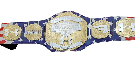 Under Armour All American Baseball 2017 All American MVP Blue Premier Custom Championship Title Belt front view