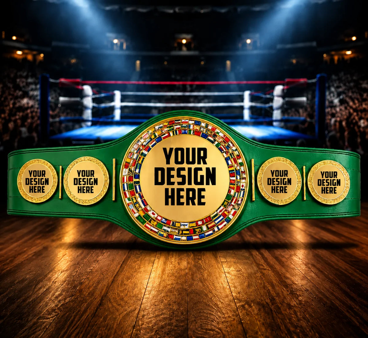 Hermes Green Strap Custom Gold Championship Award Trophy Belt