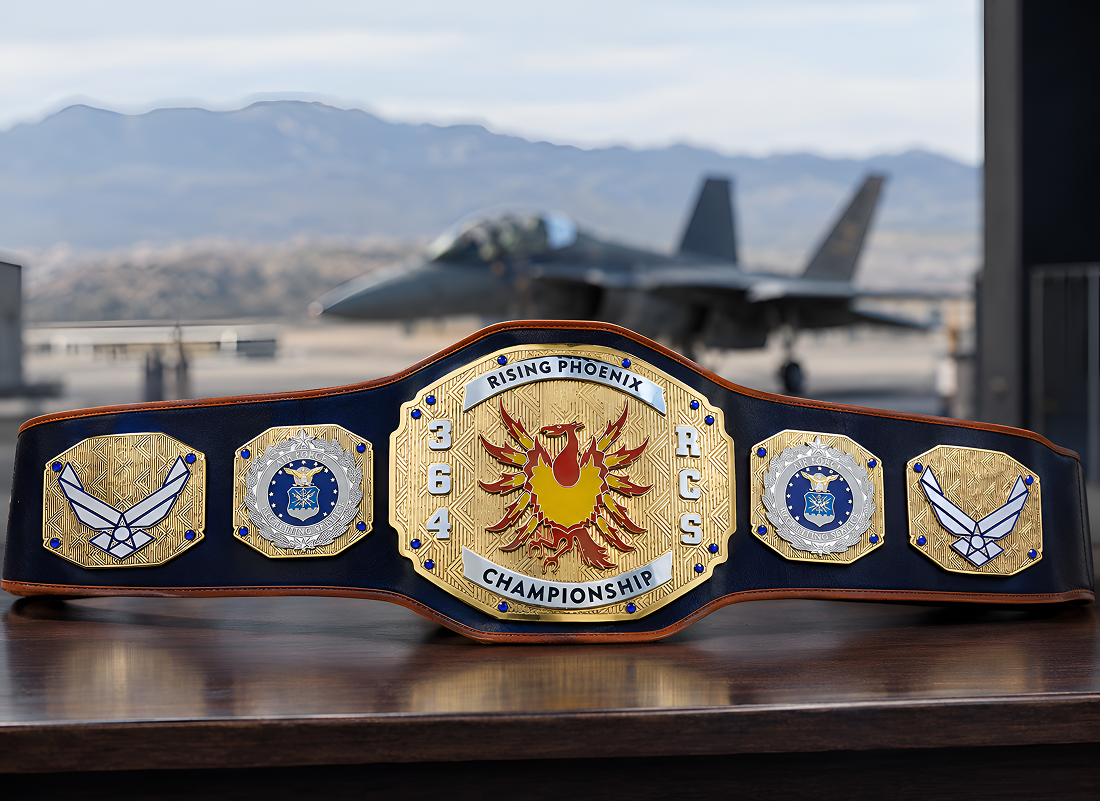 Custom championship military retirement belt award