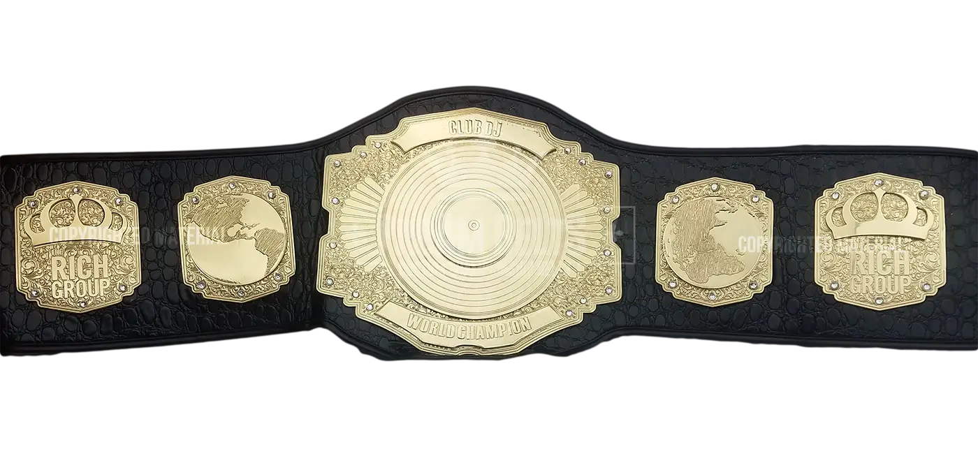 DJ Stack Custom Spin Championship Title Belt front view
