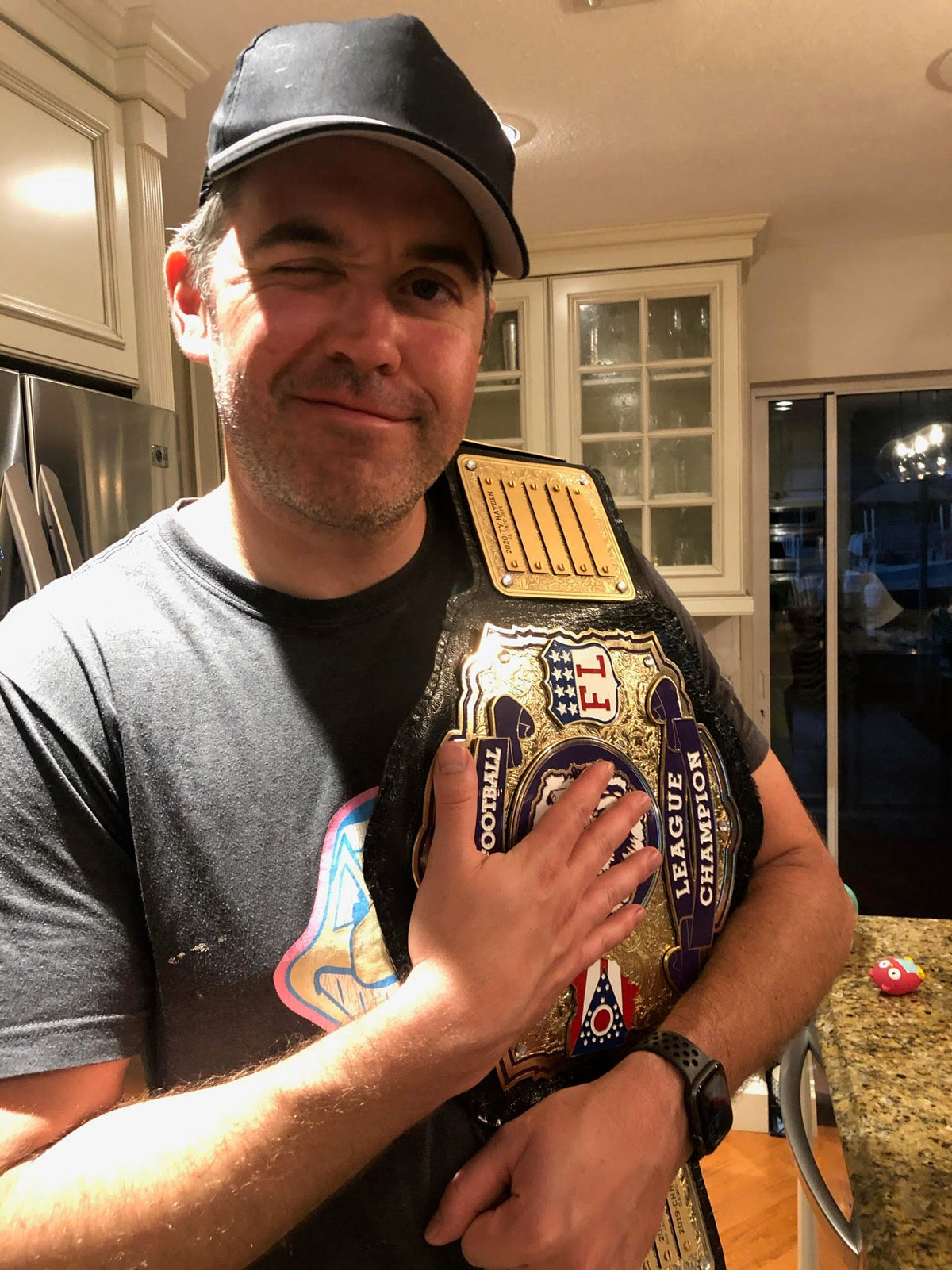 custom football award championship title trophy belt heavy duty