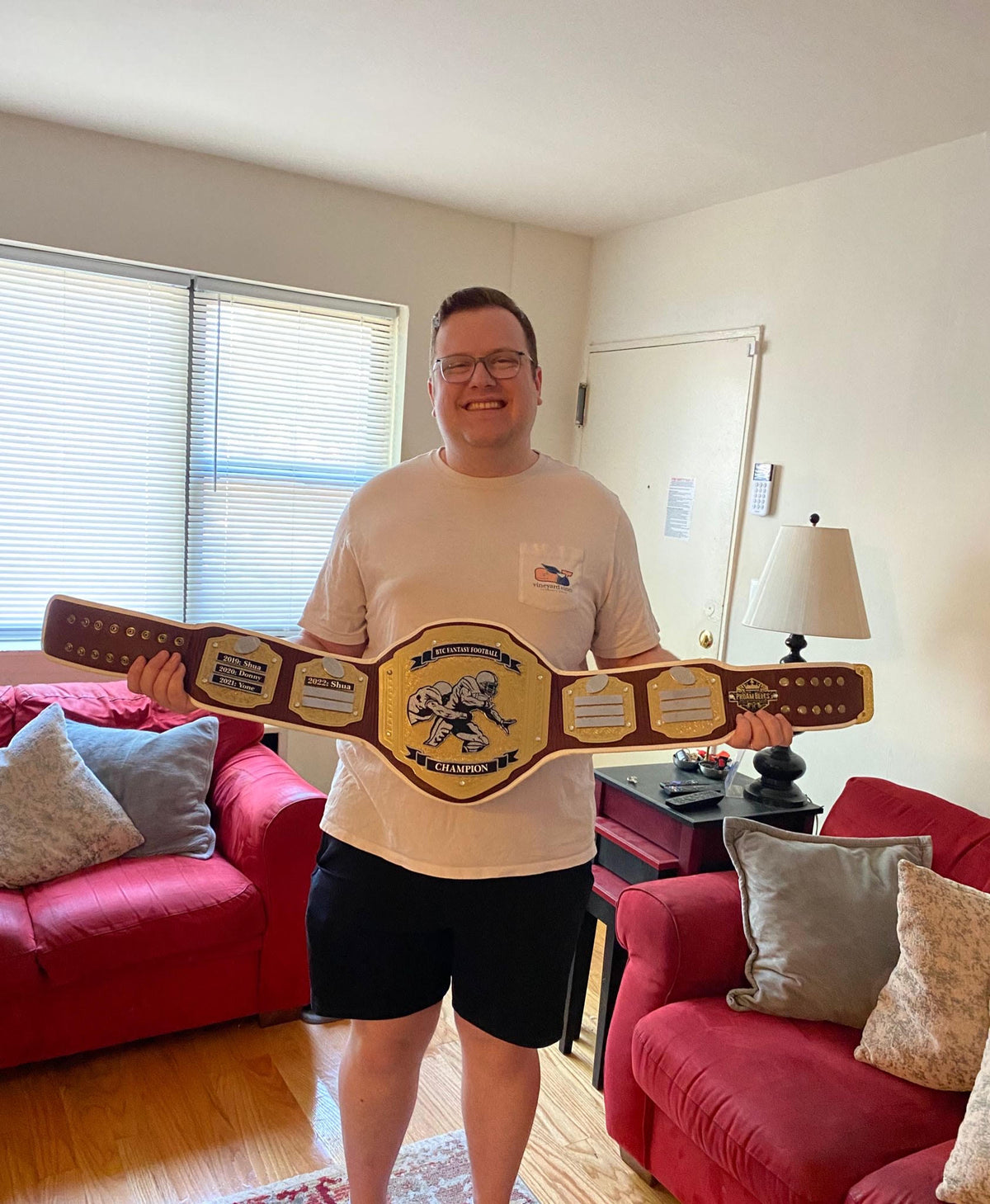 custom football championship title belt award
