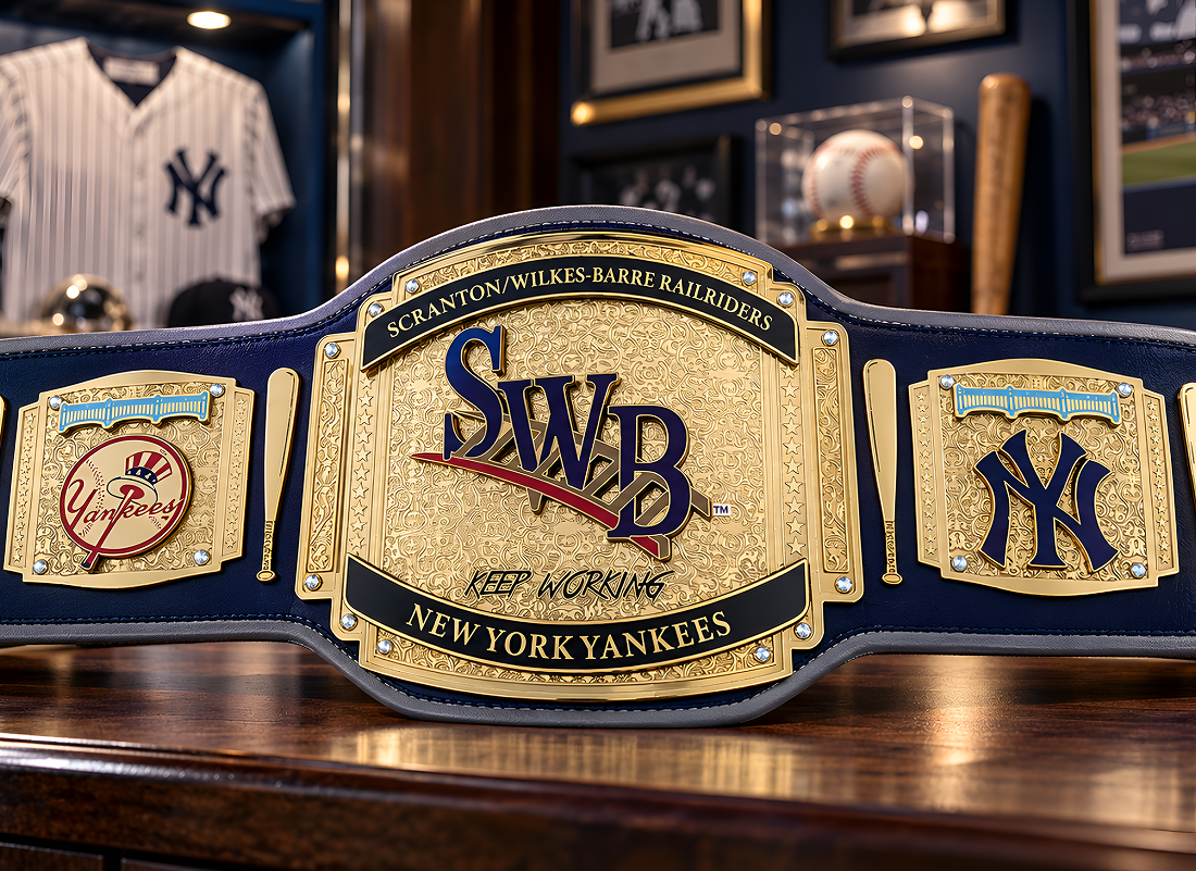 Stack layer baseball yankees custom award title belt