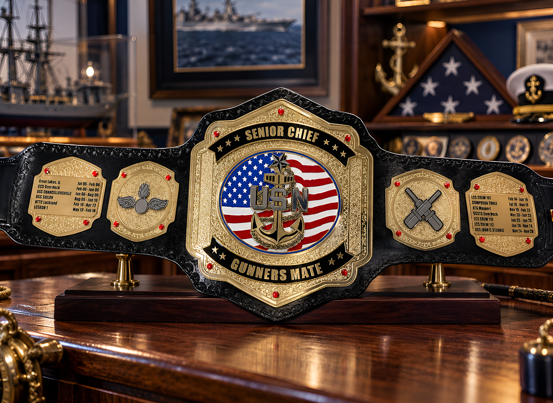 USN custom senior chief award retirement championship belt