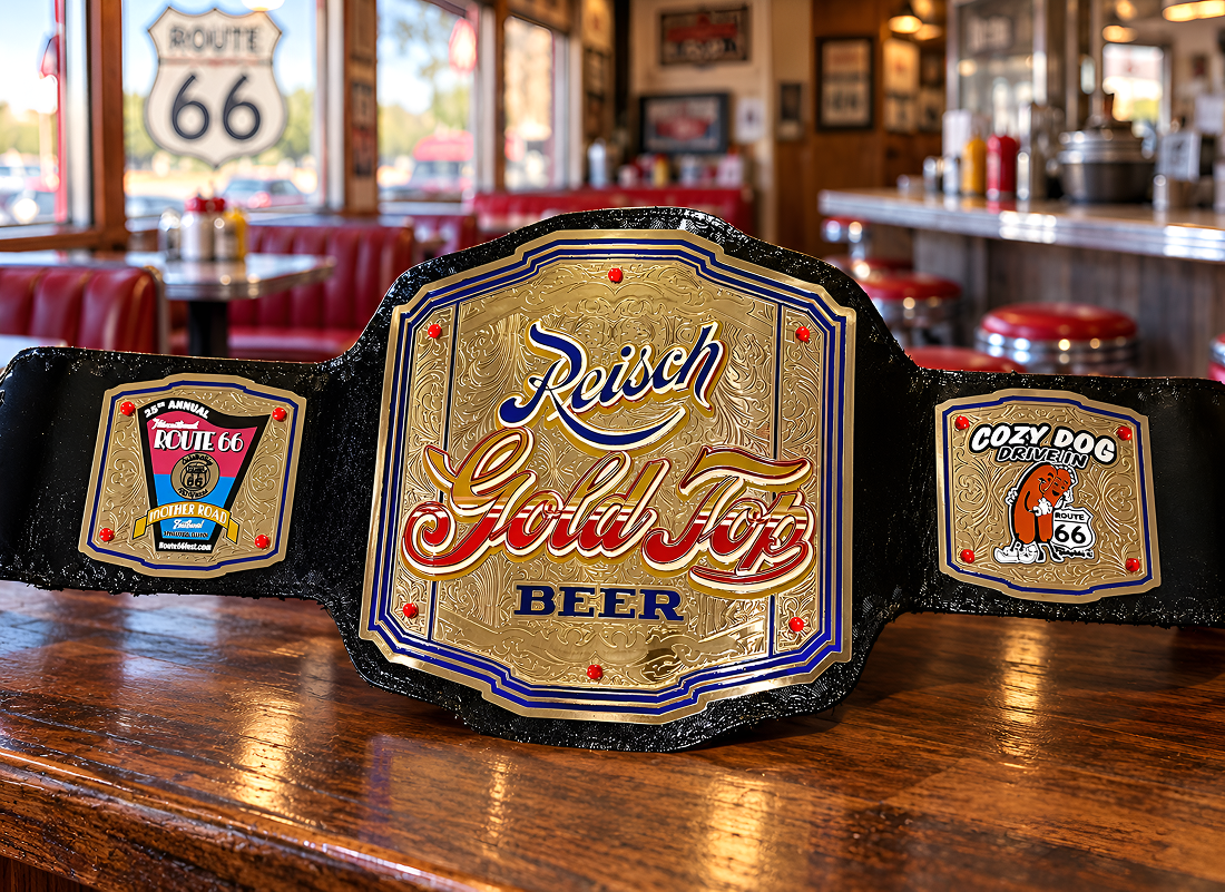 Hot dog gold top beer eating championship title belt