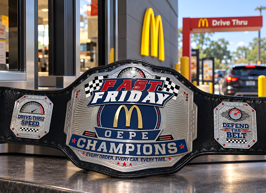 Mcdonalds custom fast fridays delivery drive thru award championship belt