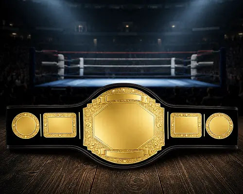 A gold and black championship belt