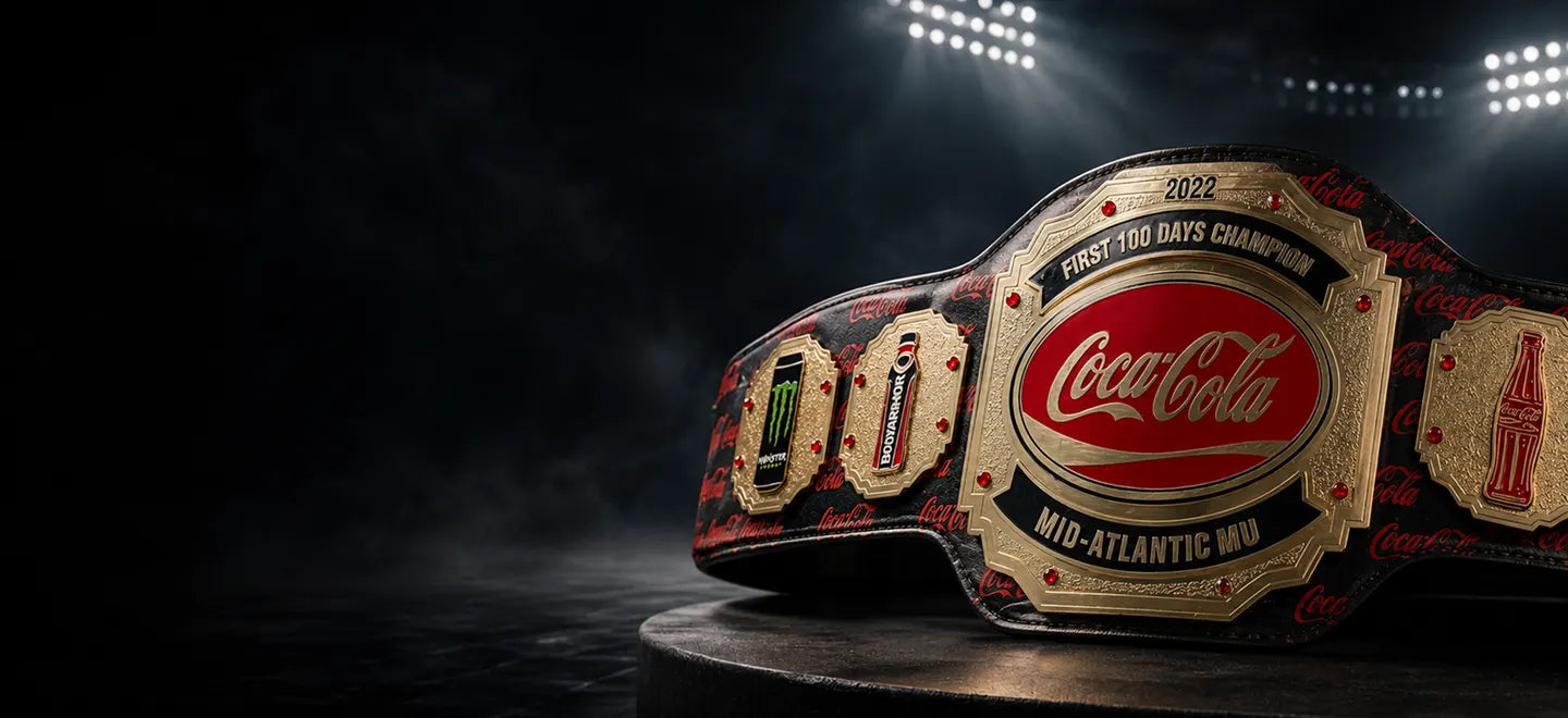 Wrestling championship belt with Coca-Cola logo