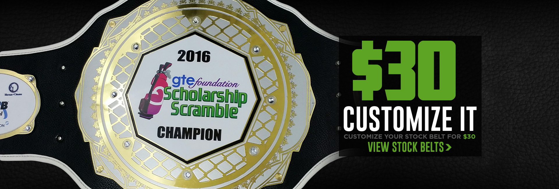 Customize your custom stock championship belt for only $30 per belt!